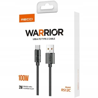 کابل سوپر فست شارژ تایپ سی 100 وات 2 متری Recci مدل RS12C